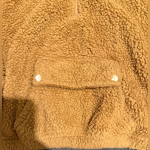 Shein Girls Smile Fuzzy Pullover Jacket sz 5Y with Hood Front Pocket Brown - Picture 4 of 6